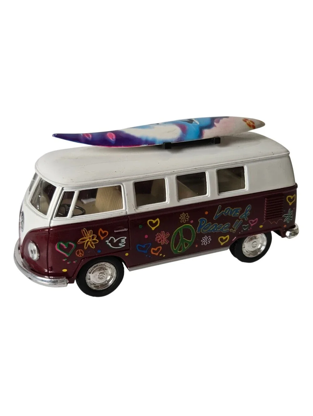 Vintage 1962 Volkswagen Love & Peace Hippie 60's Bus 1/32 Large Scale Diecast